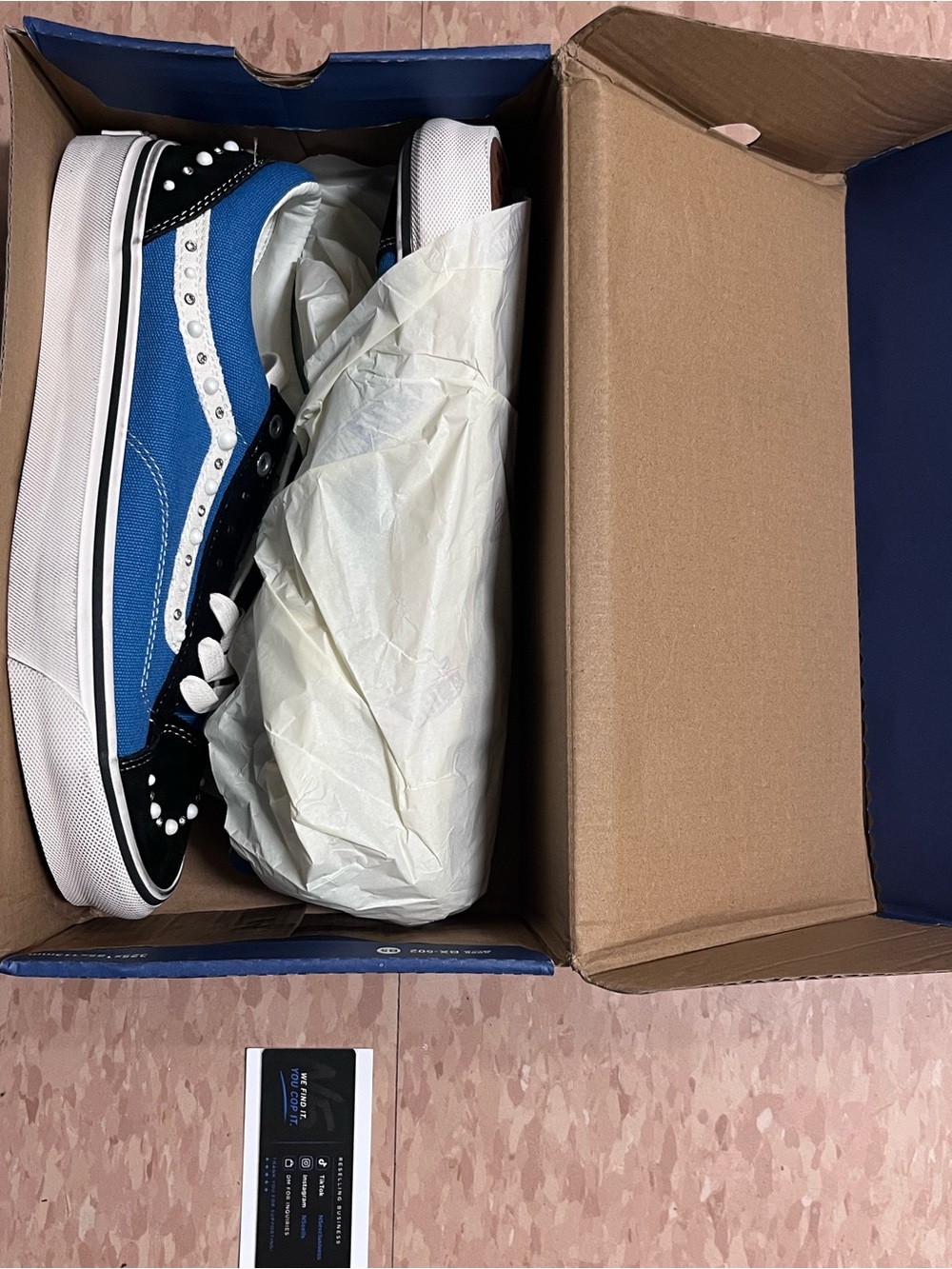 Men's Blue and black pearled vans